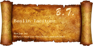Beslin Tacitusz névjegykártya